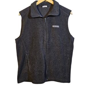Columbia Steens Mountain Fleece Vest Mens Medium Charcoal Grey Full Zip GUC